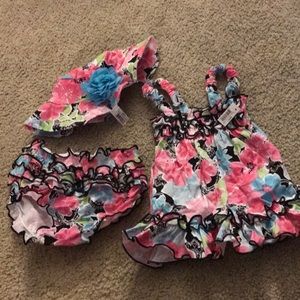 Floral hats shit and diaper cover set